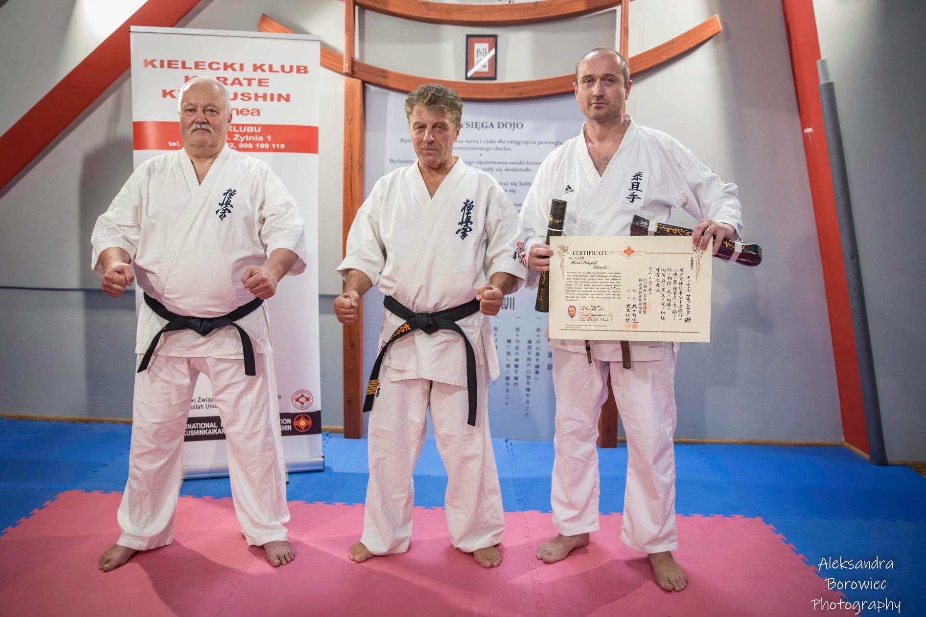 Uzyskanie przez głównego instruktora klubu stopnia mistrzowskiego 1 dan; 15.09.2021